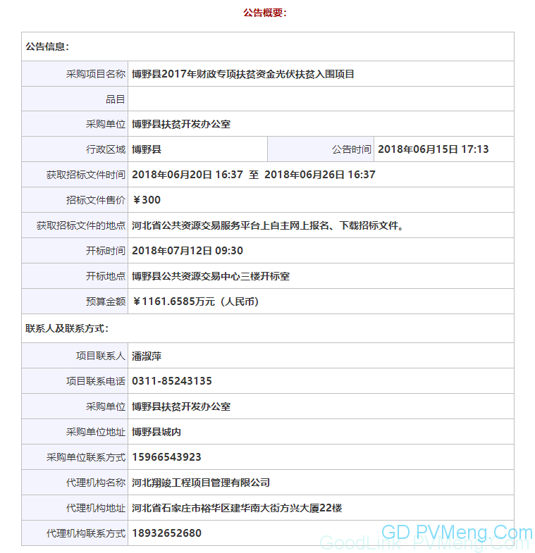 20180615博野县2017年财政专项扶贫资金光伏扶贫入围项目招标公告