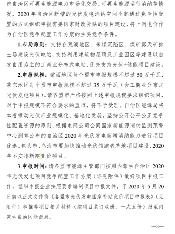 内蒙古能源局转发关于国家能源局关于2020年风电、光伏发电项目建设有关事项的通知（内能新能字〔2020〕170号）20200324