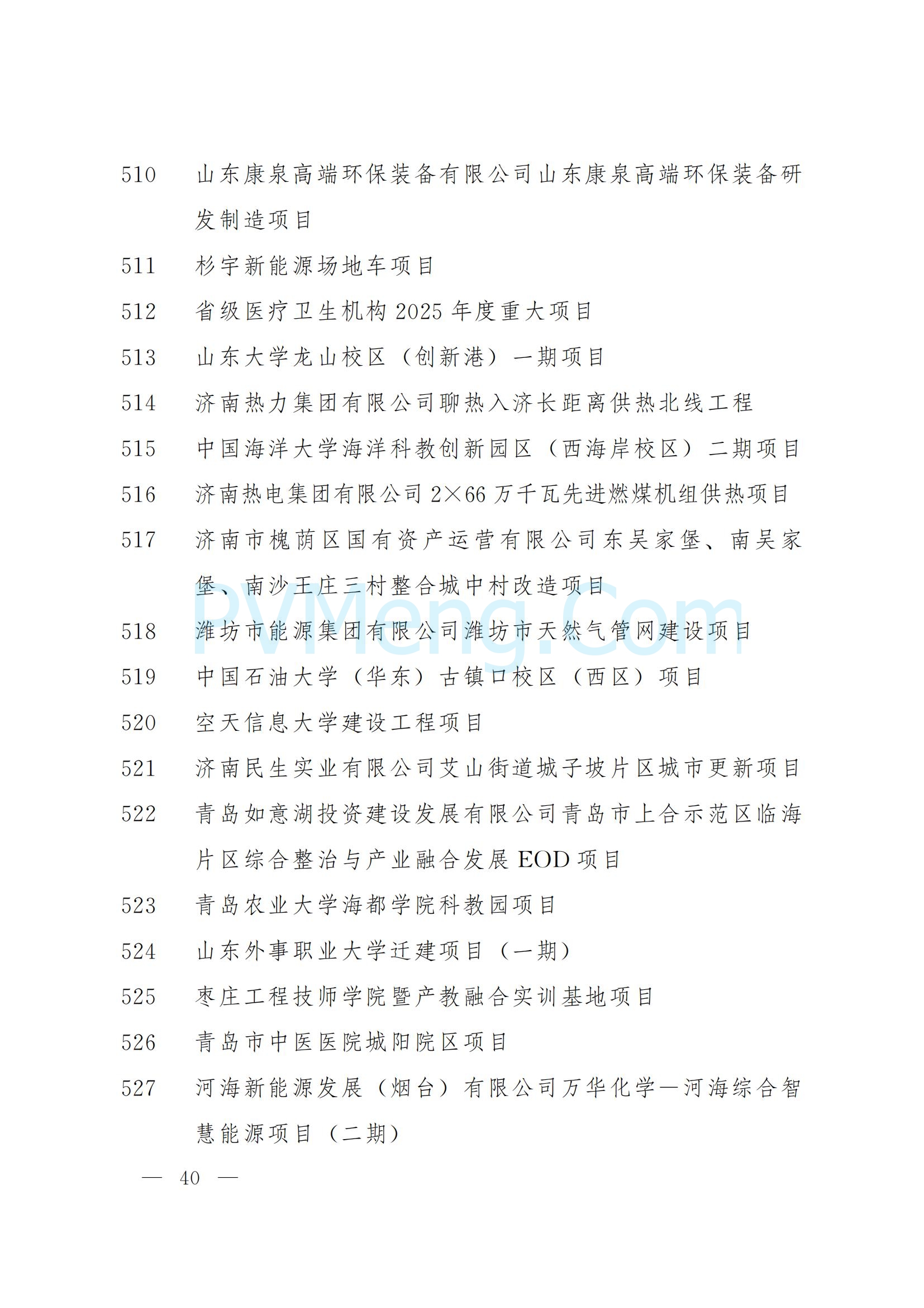 山东省人民政府关于下达2025年省重大项目名单的通知（鲁政字〔2025〕5号）20250110