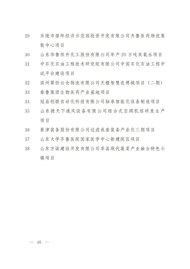 山东省人民政府关于下达2025年省重大项目名单的通知（鲁政字〔2025〕5号）20250110
