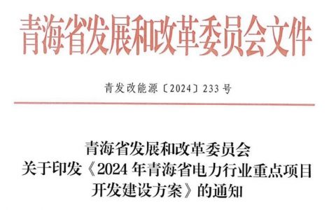 青海省发改革委关于印发《2024年青海省电力行业重点项目开发建设方案》的通知（青发改能源〔2024〕233号）20240429