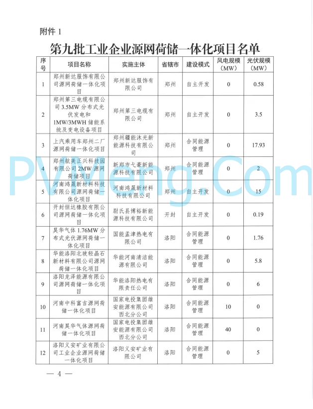 河南省发改委关于实施第九批源网荷储一体化项目的通知（豫发改能综〔2025〕382号）20250522