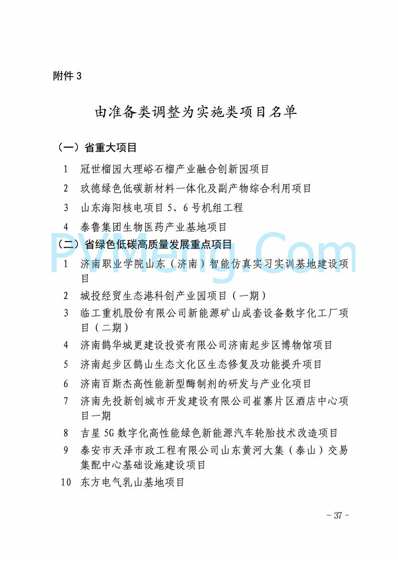 山东省发改委关于印发2025年省级重点项目调整名单的通知20250726