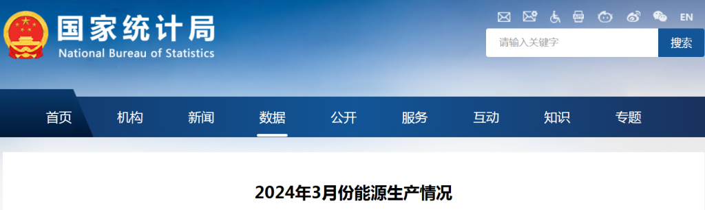 国家统计局：2024年3月份能源生产情况20240416