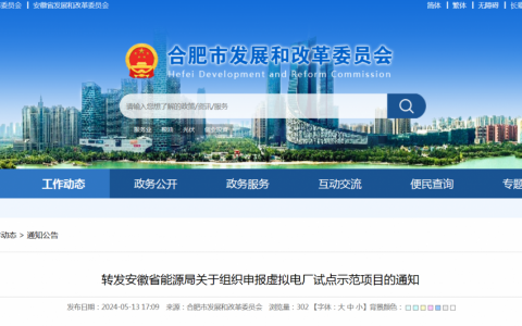 安徽省合肥市发改委关于组织申报虚拟电厂试点示范项目的通知20240513