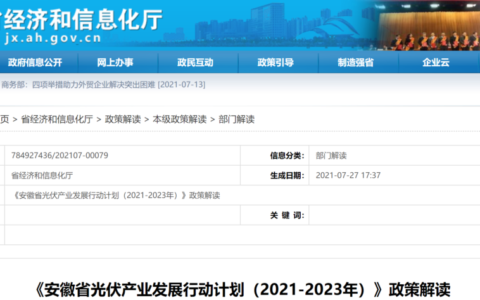 《安徽省光伏产业发展行动计划（2021-2023年）》政策解读20210727